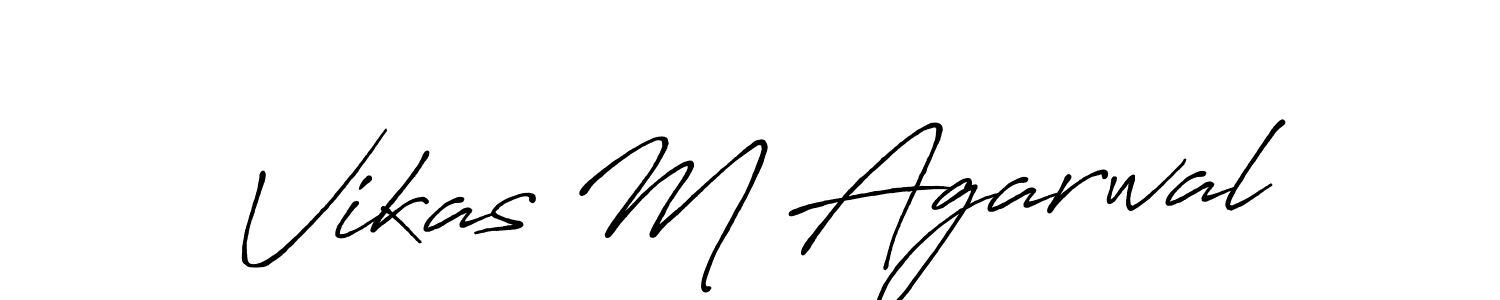 How to make Vikas M Agarwal name signature. Use Antro_Vectra_Bolder style for creating short signs online. This is the latest handwritten sign. Vikas M Agarwal signature style 7 images and pictures png