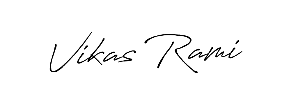 How to make Vikas Rami name signature. Use Antro_Vectra_Bolder style for creating short signs online. This is the latest handwritten sign. Vikas Rami signature style 7 images and pictures png