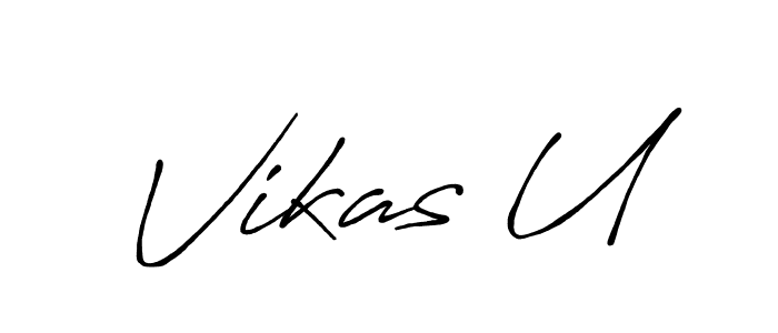 How to make Vikas U name signature. Use Antro_Vectra_Bolder style for creating short signs online. This is the latest handwritten sign. Vikas U signature style 7 images and pictures png