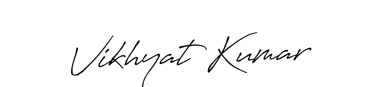 Create a beautiful signature design for name Vikhyat Kumar. With this signature (Antro_Vectra_Bolder) fonts, you can make a handwritten signature for free. Vikhyat Kumar signature style 7 images and pictures png