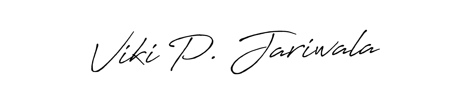 Make a beautiful signature design for name Viki P. Jariwala. With this signature (Antro_Vectra_Bolder) style, you can create a handwritten signature for free. Viki P. Jariwala signature style 7 images and pictures png