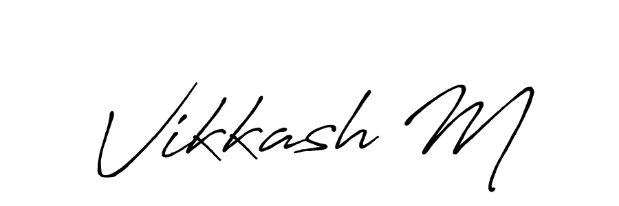 How to make Vikkash M name signature. Use Antro_Vectra_Bolder style for creating short signs online. This is the latest handwritten sign. Vikkash M signature style 7 images and pictures png