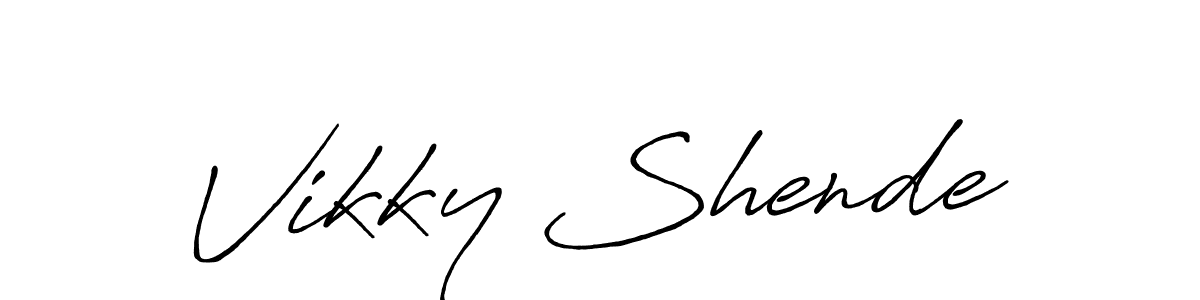 How to make Vikky Shende name signature. Use Antro_Vectra_Bolder style for creating short signs online. This is the latest handwritten sign. Vikky Shende signature style 7 images and pictures png