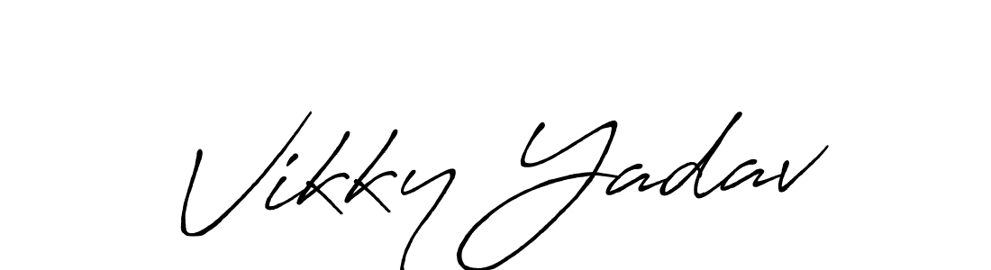 How to make Vikky Yadav name signature. Use Antro_Vectra_Bolder style for creating short signs online. This is the latest handwritten sign. Vikky Yadav signature style 7 images and pictures png
