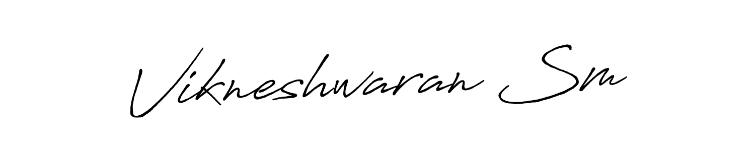 How to make Vikneshwaran Sm name signature. Use Antro_Vectra_Bolder style for creating short signs online. This is the latest handwritten sign. Vikneshwaran Sm signature style 7 images and pictures png