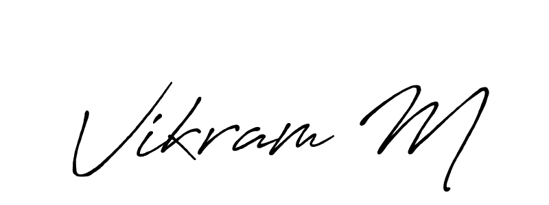The best way (Antro_Vectra_Bolder) to make a short signature is to pick only two or three words in your name. The name Vikram M include a total of six letters. For converting this name. Vikram M signature style 7 images and pictures png