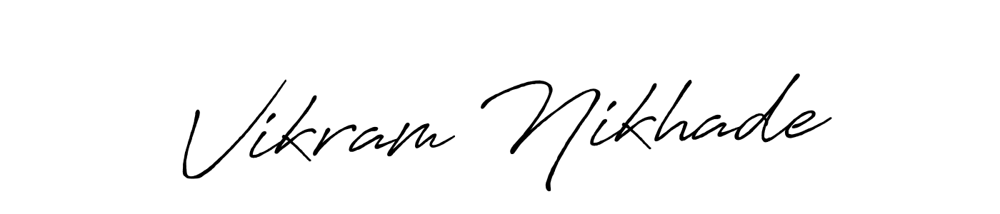 The best way (Antro_Vectra_Bolder) to make a short signature is to pick only two or three words in your name. The name Vikram Nikhade include a total of six letters. For converting this name. Vikram Nikhade signature style 7 images and pictures png
