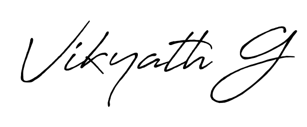 Create an unforgettable impression when signing with Vikyath G name styled in Antro_Vectra_Bolder typography. 100% free online generator. Vikyath G signature style 7 images and pictures png