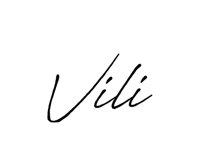 How to make Vili name signature. Use Antro_Vectra_Bolder style for creating short signs online. This is the latest handwritten sign. Vili signature style 7 images and pictures png