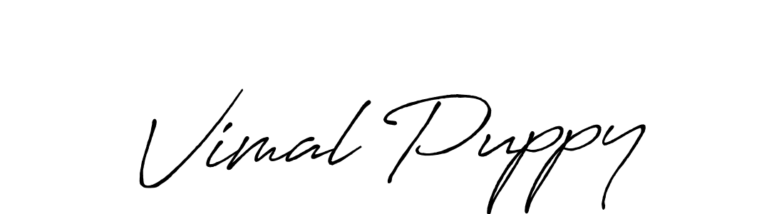 How to make Vimal Puppy name signature. Use Antro_Vectra_Bolder style for creating short signs online. This is the latest handwritten sign. Vimal Puppy signature style 7 images and pictures png