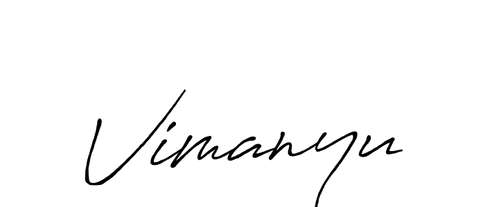 Make a beautiful signature design for name Vimanyu. With this signature (Antro_Vectra_Bolder) style, you can create a handwritten signature for free. Vimanyu signature style 7 images and pictures png