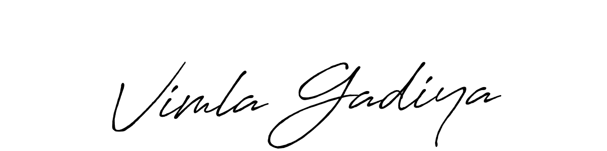 Create a beautiful signature design for name Vimla Gadiya. With this signature (Antro_Vectra_Bolder) fonts, you can make a handwritten signature for free. Vimla Gadiya signature style 7 images and pictures png