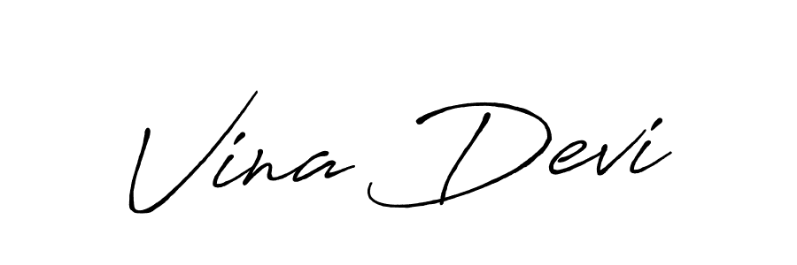 How to make Vina Devi name signature. Use Antro_Vectra_Bolder style for creating short signs online. This is the latest handwritten sign. Vina Devi signature style 7 images and pictures png