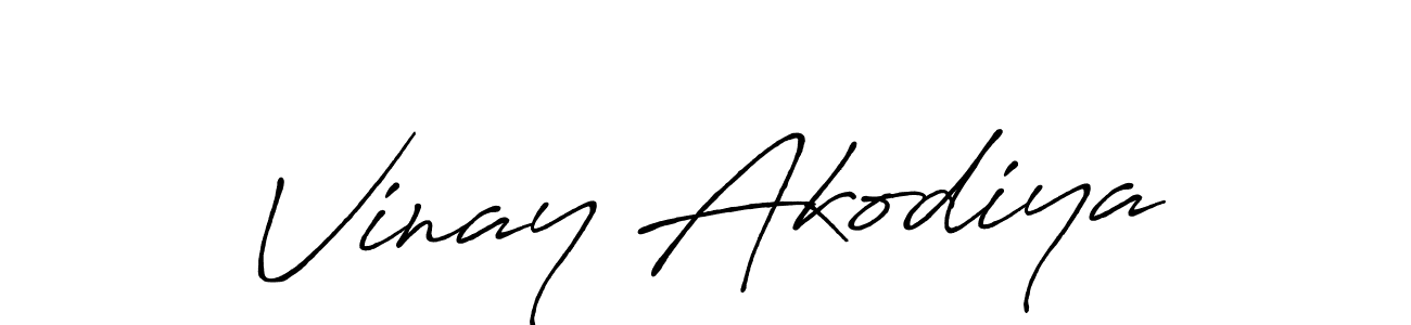 How to make Vinay Akodiya name signature. Use Antro_Vectra_Bolder style for creating short signs online. This is the latest handwritten sign. Vinay Akodiya signature style 7 images and pictures png