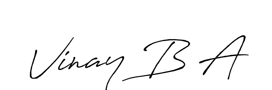 Use a signature maker to create a handwritten signature online. With this signature software, you can design (Antro_Vectra_Bolder) your own signature for name Vinay B A. Vinay B A signature style 7 images and pictures png