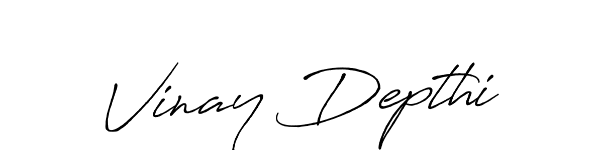 Use a signature maker to create a handwritten signature online. With this signature software, you can design (Antro_Vectra_Bolder) your own signature for name Vinay Depthi. Vinay Depthi signature style 7 images and pictures png
