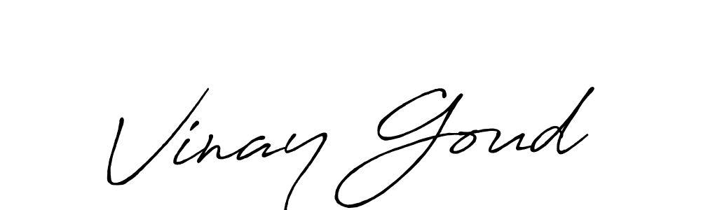 How to make Vinay Goud name signature. Use Antro_Vectra_Bolder style for creating short signs online. This is the latest handwritten sign. Vinay Goud signature style 7 images and pictures png