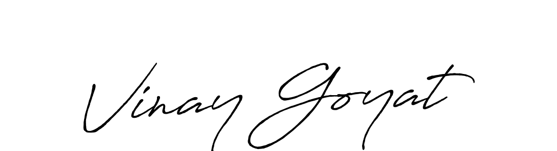 Create a beautiful signature design for name Vinay Goyat. With this signature (Antro_Vectra_Bolder) fonts, you can make a handwritten signature for free. Vinay Goyat signature style 7 images and pictures png