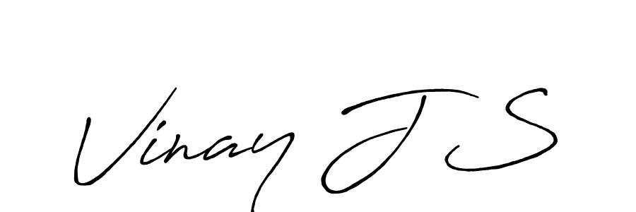 Make a beautiful signature design for name Vinay J S. With this signature (Antro_Vectra_Bolder) style, you can create a handwritten signature for free. Vinay J S signature style 7 images and pictures png