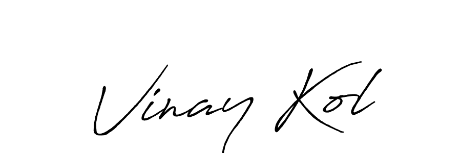 The best way (Antro_Vectra_Bolder) to make a short signature is to pick only two or three words in your name. The name Vinay Kol include a total of six letters. For converting this name. Vinay Kol signature style 7 images and pictures png