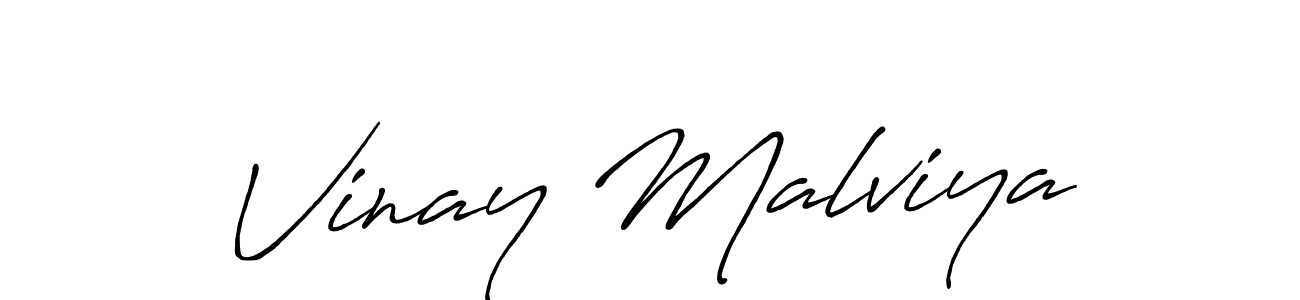 Use a signature maker to create a handwritten signature online. With this signature software, you can design (Antro_Vectra_Bolder) your own signature for name Vinay Malviya. Vinay Malviya signature style 7 images and pictures png