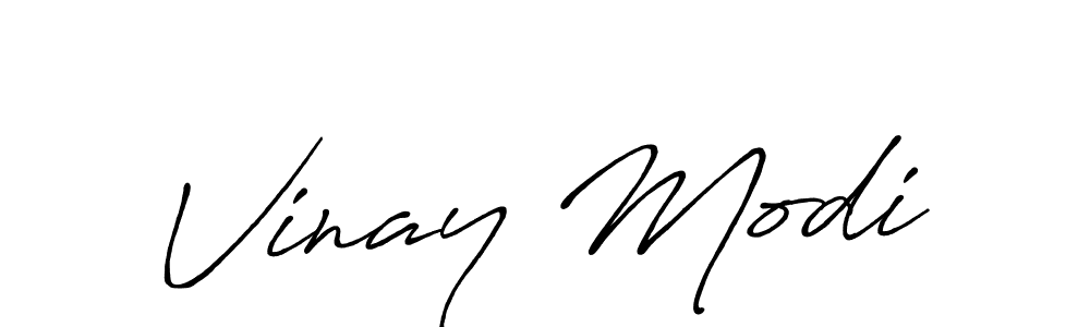 Use a signature maker to create a handwritten signature online. With this signature software, you can design (Antro_Vectra_Bolder) your own signature for name Vinay Modi. Vinay Modi signature style 7 images and pictures png