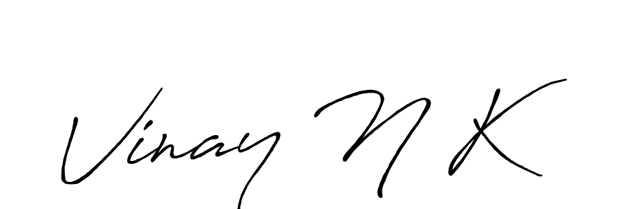 Also we have Vinay N K name is the best signature style. Create professional handwritten signature collection using Antro_Vectra_Bolder autograph style. Vinay N K signature style 7 images and pictures png