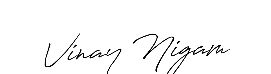 Use a signature maker to create a handwritten signature online. With this signature software, you can design (Antro_Vectra_Bolder) your own signature for name Vinay Nigam. Vinay Nigam signature style 7 images and pictures png