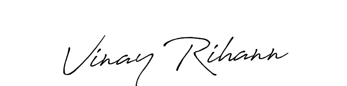 How to make Vinay Rihann name signature. Use Antro_Vectra_Bolder style for creating short signs online. This is the latest handwritten sign. Vinay Rihann signature style 7 images and pictures png