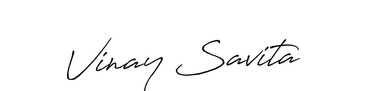 Also we have Vinay Savita name is the best signature style. Create professional handwritten signature collection using Antro_Vectra_Bolder autograph style. Vinay Savita signature style 7 images and pictures png