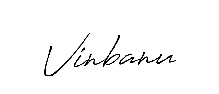 How to make Vinbanu name signature. Use Antro_Vectra_Bolder style for creating short signs online. This is the latest handwritten sign. Vinbanu signature style 7 images and pictures png