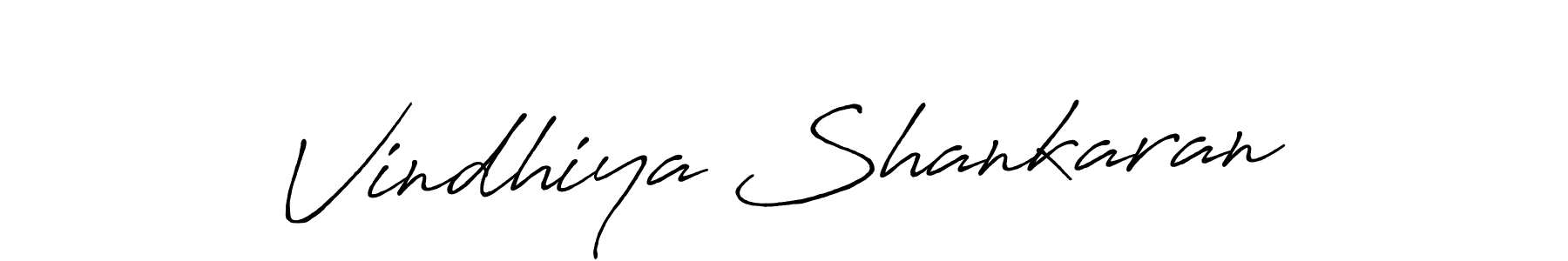 Create a beautiful signature design for name Vindhiya Shankaran. With this signature (Antro_Vectra_Bolder) fonts, you can make a handwritten signature for free. Vindhiya Shankaran signature style 7 images and pictures png