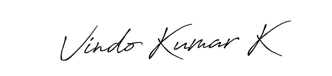 It looks lik you need a new signature style for name Vindo Kumar K. Design unique handwritten (Antro_Vectra_Bolder) signature with our free signature maker in just a few clicks. Vindo Kumar K signature style 7 images and pictures png