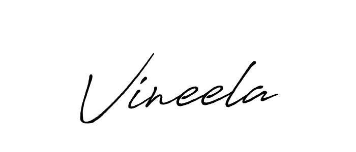 Make a beautiful signature design for name Vineela. With this signature (Antro_Vectra_Bolder) style, you can create a handwritten signature for free. Vineela signature style 7 images and pictures png