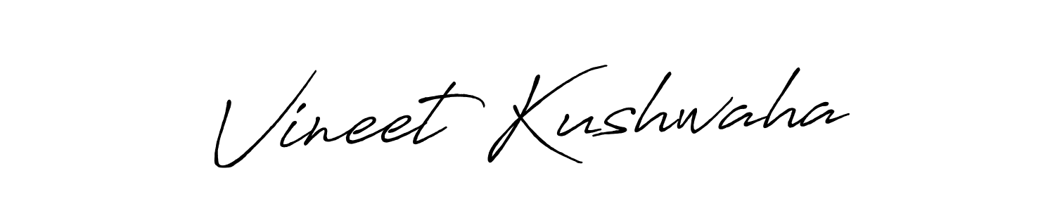 How to make Vineet Kushwaha name signature. Use Antro_Vectra_Bolder style for creating short signs online. This is the latest handwritten sign. Vineet Kushwaha signature style 7 images and pictures png