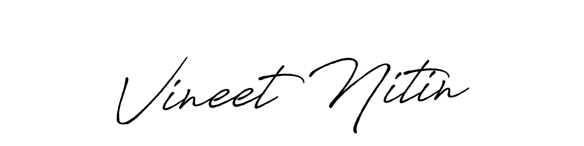 Also You can easily find your signature by using the search form. We will create Vineet Nitin name handwritten signature images for you free of cost using Antro_Vectra_Bolder sign style. Vineet Nitin signature style 7 images and pictures png