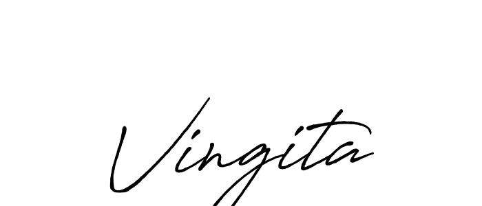 How to make Vingita name signature. Use Antro_Vectra_Bolder style for creating short signs online. This is the latest handwritten sign. Vingita signature style 7 images and pictures png