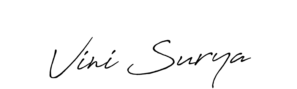 Create a beautiful signature design for name Vini Surya. With this signature (Antro_Vectra_Bolder) fonts, you can make a handwritten signature for free. Vini Surya signature style 7 images and pictures png