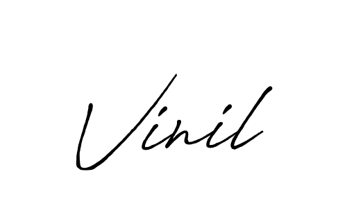 Make a beautiful signature design for name Vinil. With this signature (Antro_Vectra_Bolder) style, you can create a handwritten signature for free. Vinil signature style 7 images and pictures png