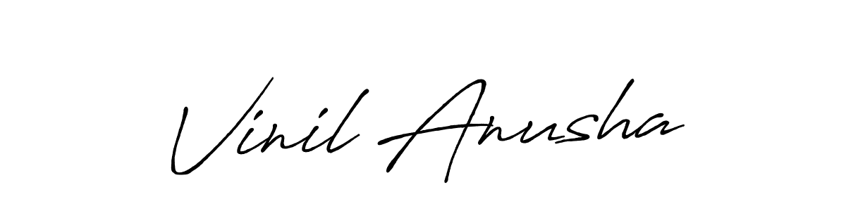 How to make Vinil Anusha signature? Antro_Vectra_Bolder is a professional autograph style. Create handwritten signature for Vinil Anusha name. Vinil Anusha signature style 7 images and pictures png