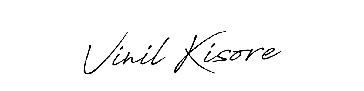 How to make Vinil Kisore name signature. Use Antro_Vectra_Bolder style for creating short signs online. This is the latest handwritten sign. Vinil Kisore signature style 7 images and pictures png