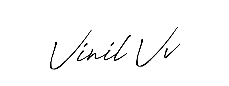 Use a signature maker to create a handwritten signature online. With this signature software, you can design (Antro_Vectra_Bolder) your own signature for name Vinil Vv. Vinil Vv signature style 7 images and pictures png