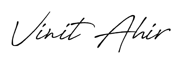 The Antro_Vectra_Bolder handwriting style adds charm and authenticity to name Vinit Ahir. A wonderful choice for personal thank-you notes. Vinit Ahir signature style 7 images and pictures png