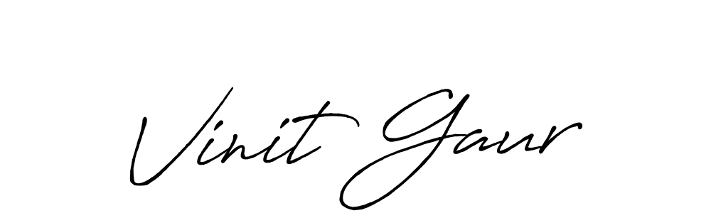 Make a beautiful signature design for name Vinit Gaur. With this signature (Antro_Vectra_Bolder) style, you can create a handwritten signature for free. Vinit Gaur signature style 7 images and pictures png