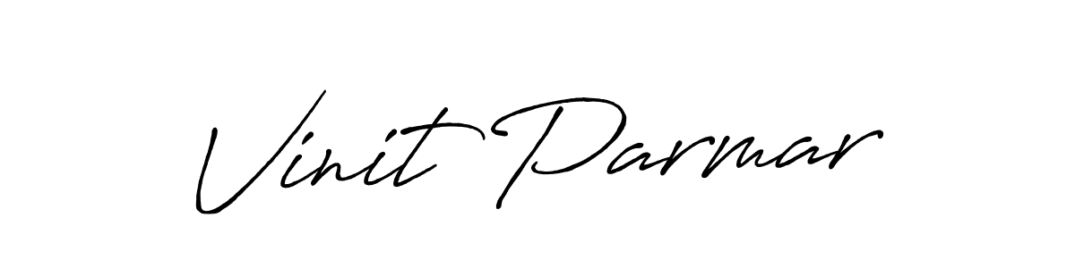 Create a beautiful signature design for name Vinit Parmar. With this signature (Antro_Vectra_Bolder) fonts, you can make a handwritten signature for free. Vinit Parmar signature style 7 images and pictures png