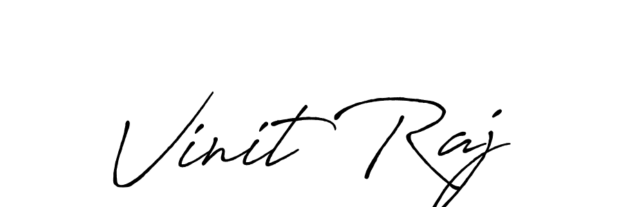 How to make Vinit Raj name signature. Use Antro_Vectra_Bolder style for creating short signs online. This is the latest handwritten sign. Vinit Raj signature style 7 images and pictures png