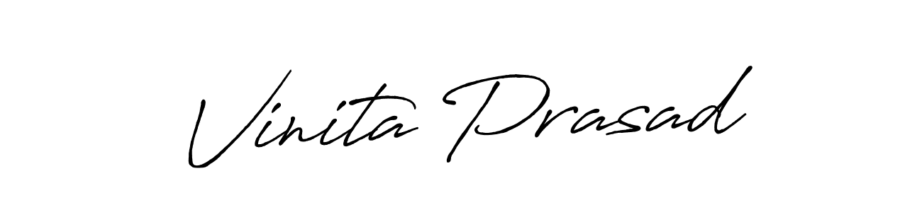 How to make Vinita Prasad name signature. Use Antro_Vectra_Bolder style for creating short signs online. This is the latest handwritten sign. Vinita Prasad signature style 7 images and pictures png