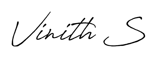 Practice writing Vinith S with the flow of Antro_Vectra_Bolder lettering. A fantastic source of inspiration for developing your personal signature style. Vinith S signature style 7 images and pictures png