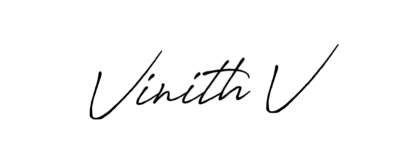 How to make Vinith V name signature. Use Antro_Vectra_Bolder style for creating short signs online. This is the latest handwritten sign. Vinith V signature style 7 images and pictures png