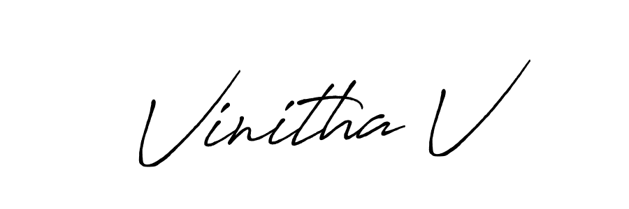 Vinitha V stylish signature style. Best Handwritten Sign (Antro_Vectra_Bolder) for my name. Handwritten Signature Collection Ideas for my name Vinitha V. Vinitha V signature style 7 images and pictures png